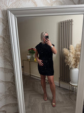 Load image into Gallery viewer, The Tiggy velour sequin rouched dress

