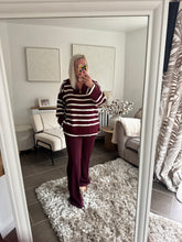Load image into Gallery viewer, The striped v neck jumper with zip detail
