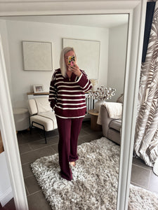 The striped v neck jumper with zip detail