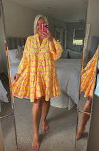 Load image into Gallery viewer, The Ibiza broaderie anglais neon smock dress
