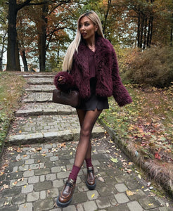 The Lottie faux fur jacket in wine