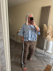 The animal print pinstripe detail trousers