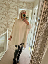 Load image into Gallery viewer, The tassel poncho style jumper with gold button detailing
