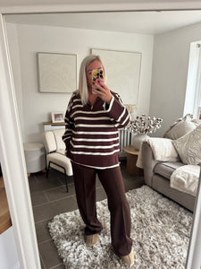 The striped v neck jumper with zip detail
