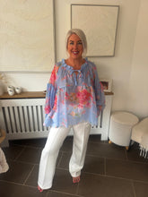 Load image into Gallery viewer, The Meadow floral blouse with tie neck
