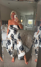 Load image into Gallery viewer, The Ibiza Palm shirred bandeau jumpsuit with pockets
