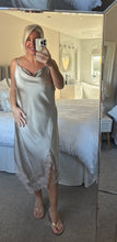 Load image into Gallery viewer, The palma satin strappy dress with lace detailing
