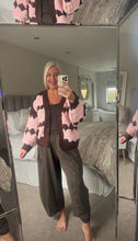 Load image into Gallery viewer, The handknit Mabel Chunky cardigan in marshmallow pink &amp; chocolate
