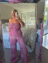 Load image into Gallery viewer, The 100% cotton Bandana print shirred bandeau jumpsuit with pockets
