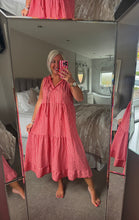 Load image into Gallery viewer, The Georgie gingham tiered dress with tie neck detail
