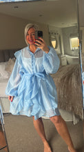 Load image into Gallery viewer, The Neve tie waist button through frill dress
