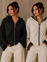 Load image into Gallery viewer, The Polka dot lace trim hooded jacket
