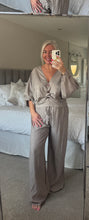 Load image into Gallery viewer, The saints crinkle rouched trouser suit with pebble detailing
