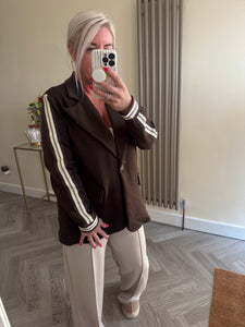 The Luxe jersey blazer with striped sleeve & cuff detail