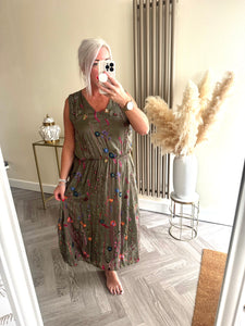 SALE The embroidered meadow silk dress (no exchange on sale items)