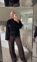 Load image into Gallery viewer, The faux suede tie waist zip jacket
