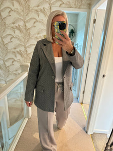 The diamanté tweed blazer in grey