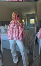 Load image into Gallery viewer, The Bora Bora polka dot frill cotton blouse
