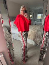 Load image into Gallery viewer, The Eve animal print joggers with pastel stripe
