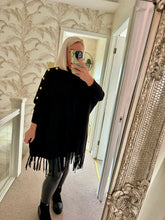 Load image into Gallery viewer, The tassel poncho style jumper with gold button detailing
