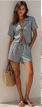 Load image into Gallery viewer, The Ibiza tie front pinstripe shorts set
