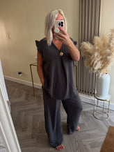 Load image into Gallery viewer, The saints button frill chiffon trouser suit
