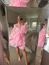 Load image into Gallery viewer, The Neve tie waist button through frill dress
