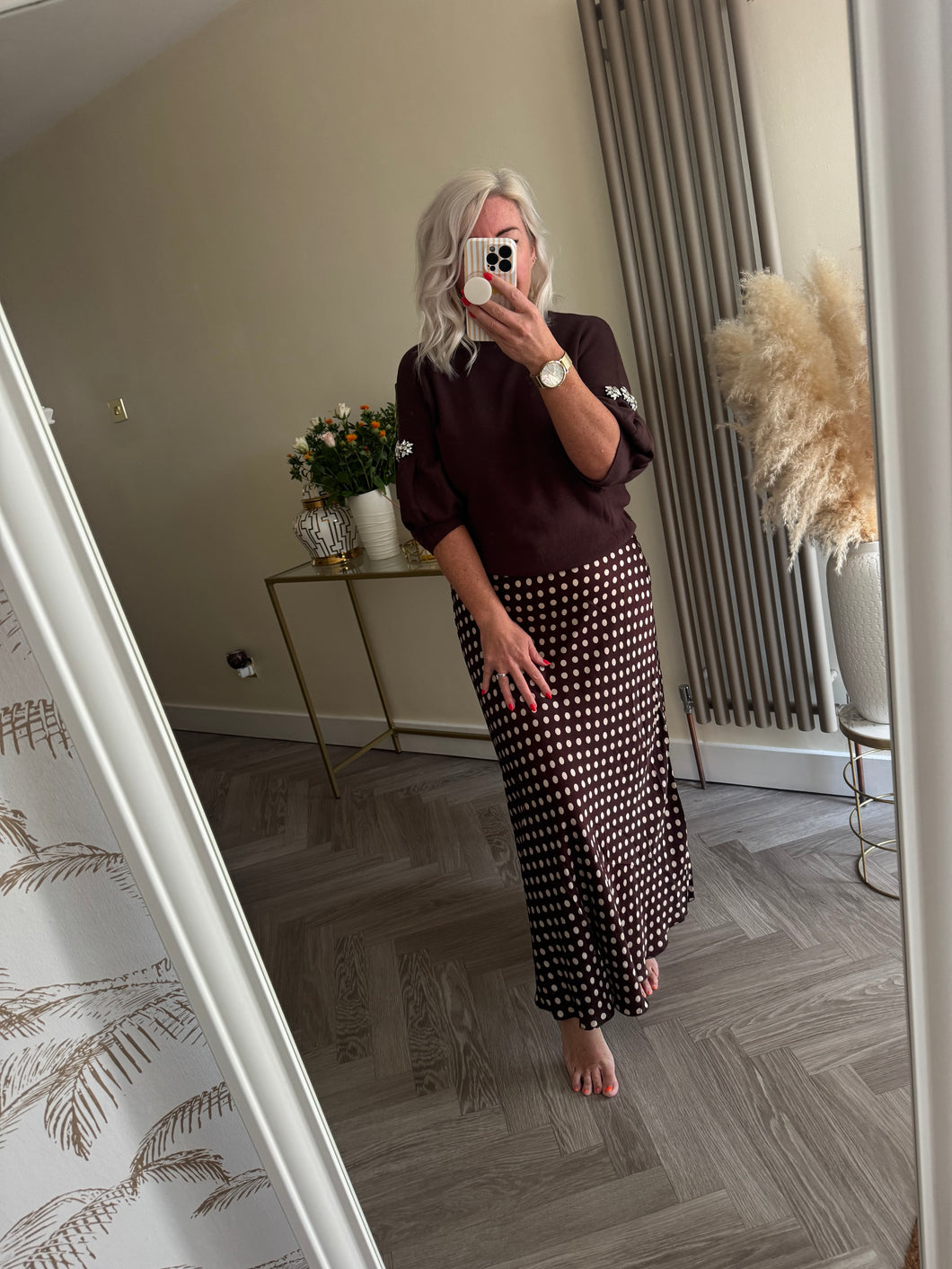 The polka dot elasticated waist  skirt