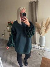 Load image into Gallery viewer, The Tiggy jersey sequin sleeve sweat/dress
