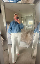 Load image into Gallery viewer, The denim pussy bow shirt
