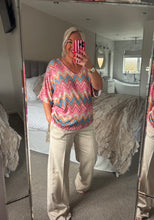 Load image into Gallery viewer, The tie back zig zag shimmer top
