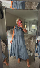 Load image into Gallery viewer, The Georgie gingham tiered dress with tie neck detail
