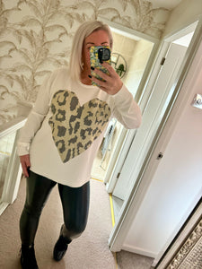 The supersoft sparkle animal print heart jumper