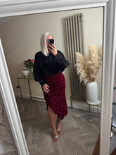 Load image into Gallery viewer, The Tiggy Rouched velour sequin skirt
