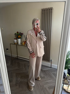The Luxe jersey blazer with striped sleeve & cuff detail