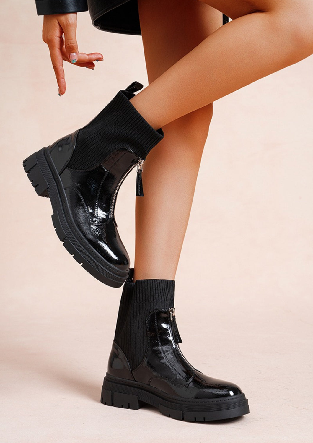 The Mya patent sock boots