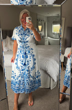 Load image into Gallery viewer, The Santorini button through tie waist dress

