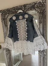 Load image into Gallery viewer, The Bora Bora embellished crochet denim jacket
