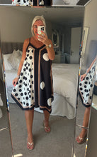 Load image into Gallery viewer, The satin spot strappy dress midi length
