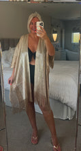 Load image into Gallery viewer, The Bora Bora tassel shimmer cape beach cover up
