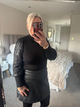 Load image into Gallery viewer, SALE The sparkle sleeve ribbed polar neck top (No return on sale items)
