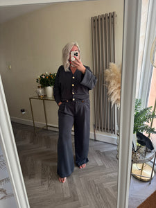 The Luxe jersey gold button tracksuit