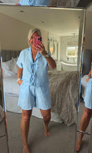 Load image into Gallery viewer, The Ibiza tie front pinstripe shorts set
