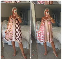 Load image into Gallery viewer, The satin spot strappy dress midi length
