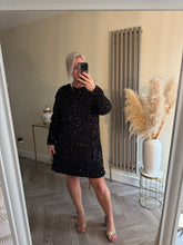Load image into Gallery viewer, The tiggy tie back velour sequin dress
