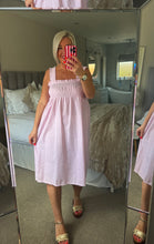 Load image into Gallery viewer, The cotton mix Pinstripe dress with rouched straps
