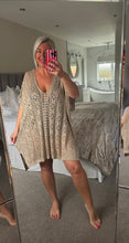 Load image into Gallery viewer, The Ibiza gold shimmer crochet kaftan
