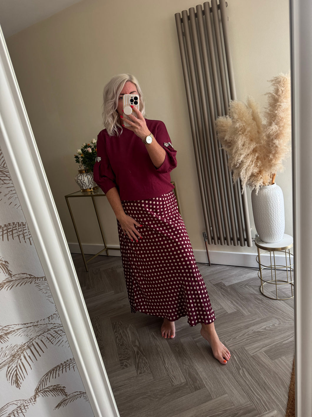 The polka dot elasticated waist  skirt
