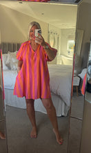 Load image into Gallery viewer, The Ibiza 100% cotton striped mini dress with pockets
