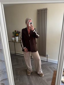 The Luxe jersey blazer with striped sleeve & cuff detail